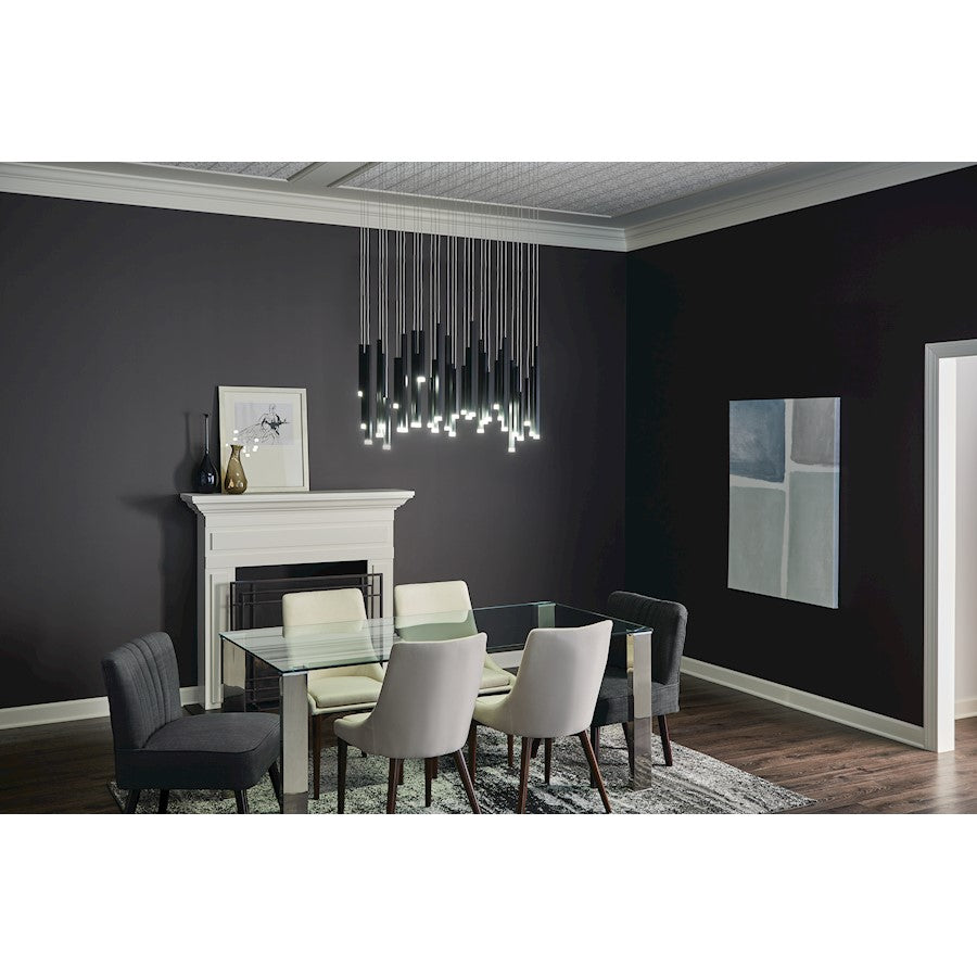 11 Light LED Linear Chandelier, Black