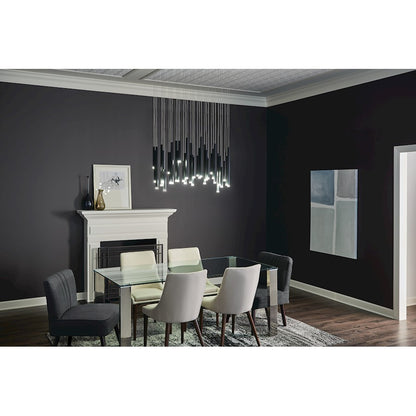11 Light LED Linear Chandelier, Black