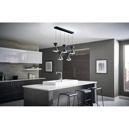 5 Light LED Linear Chandelier, Matte Black