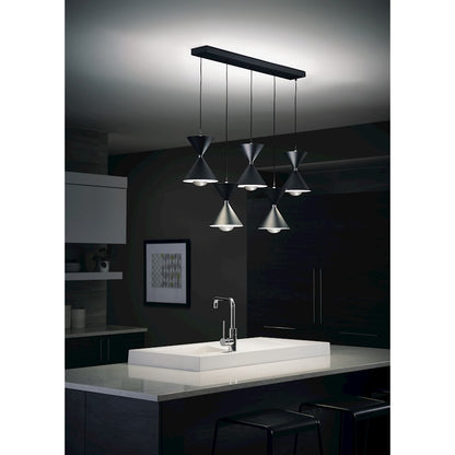 5 Light LED Linear Chandelier, Matte Black