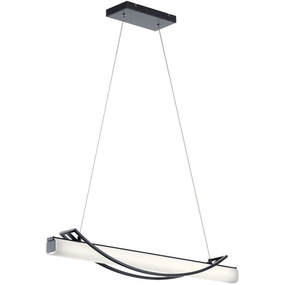 Elan Rowan 1 Light 36" Chandelier Linear, Chrome/Clear Satin Etched