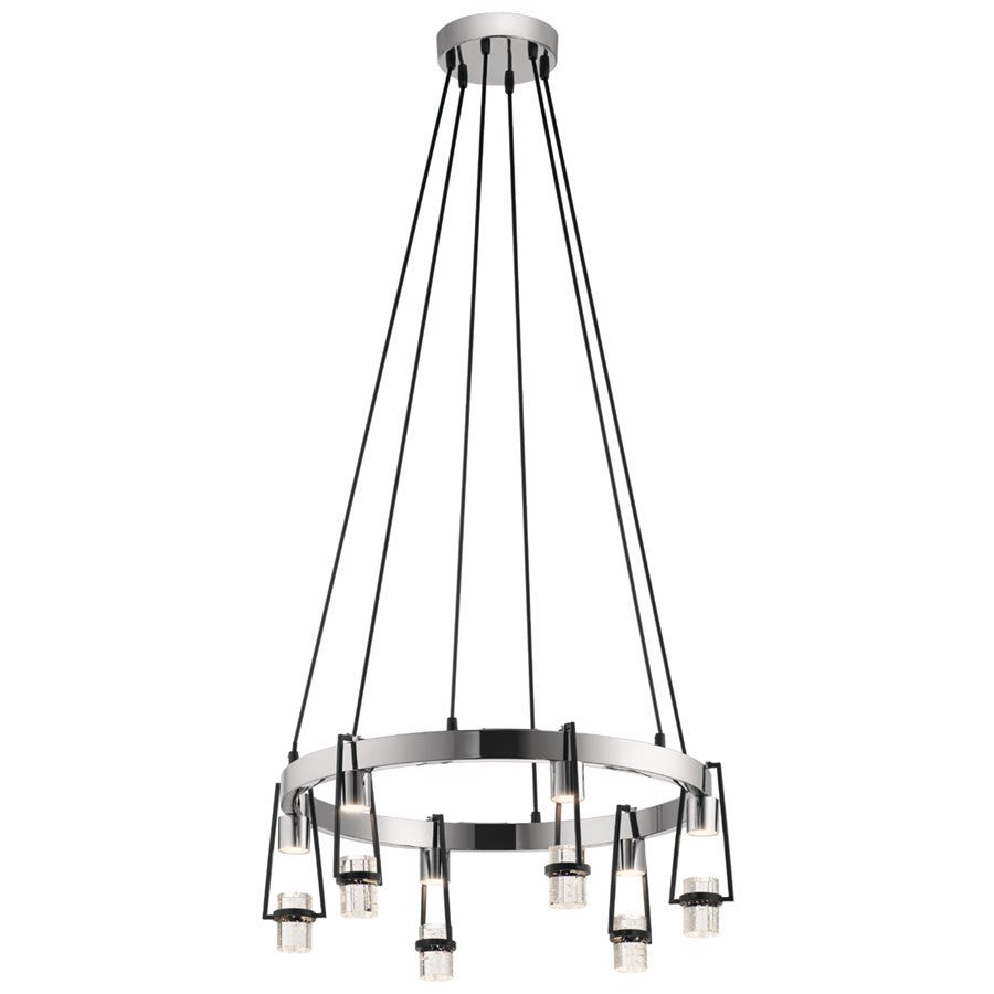 Elan Ayse 6 Light Chandelier, Matte Black/Clear Bubble Optical Crystal - 84126