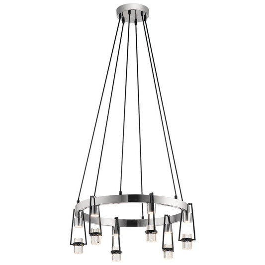 Elan Ayse 6 Light Chandelier, Matte Black/Clear Bubble Optical Crystal - 84126