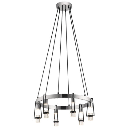 6 Light LED Chandelier, Matte Black