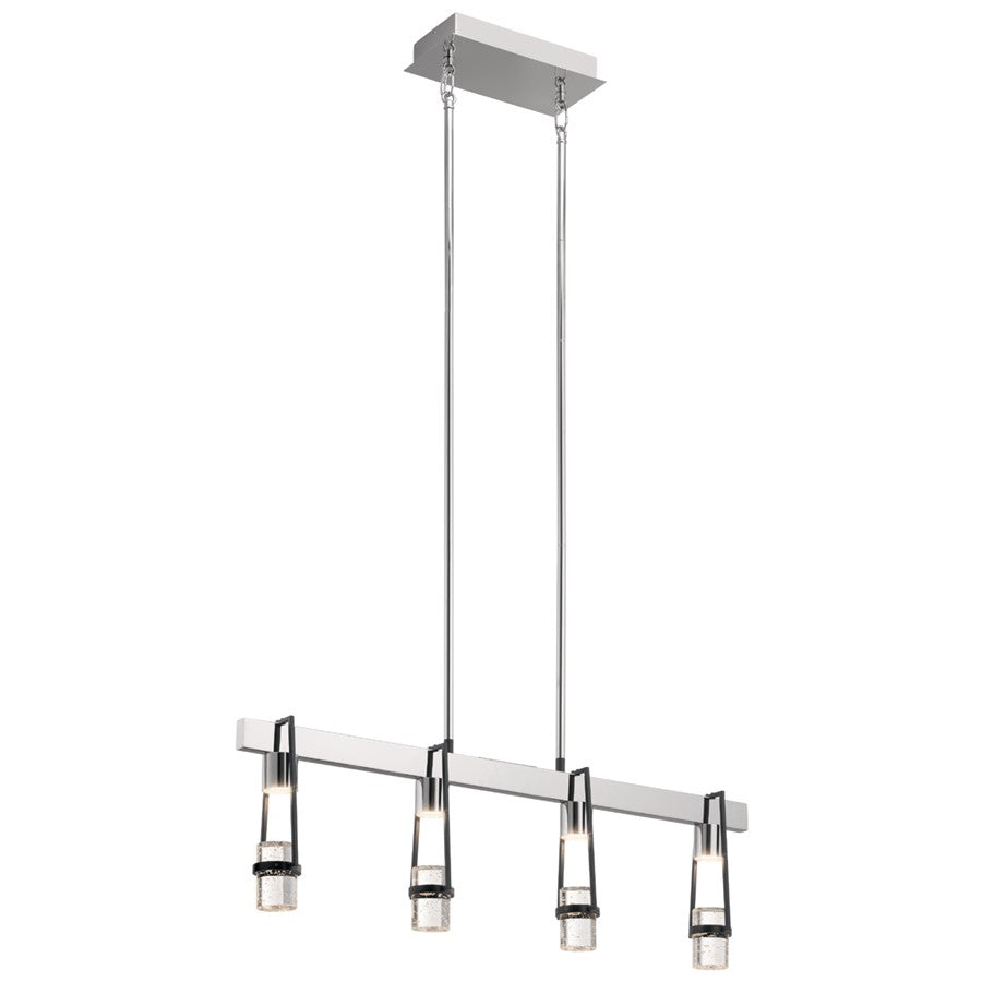 4 Light LED Linear Chandelier, Matte Black