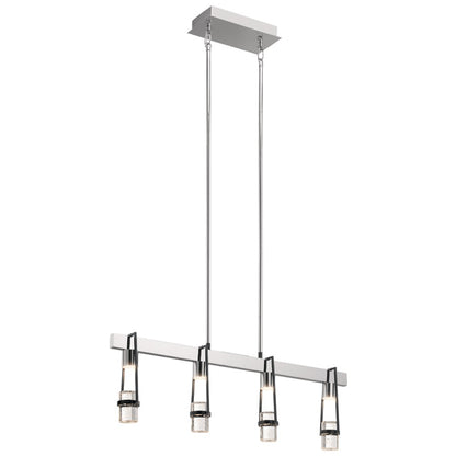 4 Light LED Linear Chandelier, Matte Black