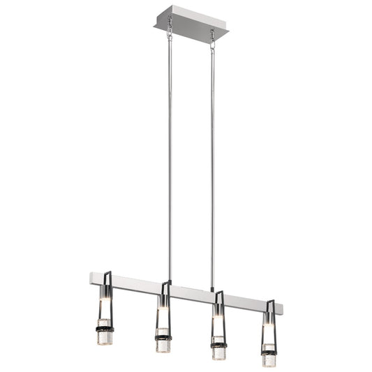 4 Light LED Linear Chandelier, Matte Black