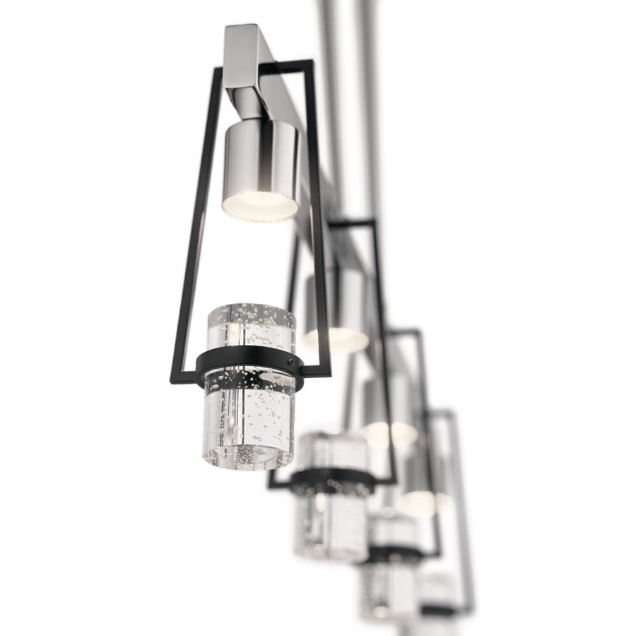 Elan Ayse 3Lt Chandelier Linear, Black/Clear Bubble Optical Crystal