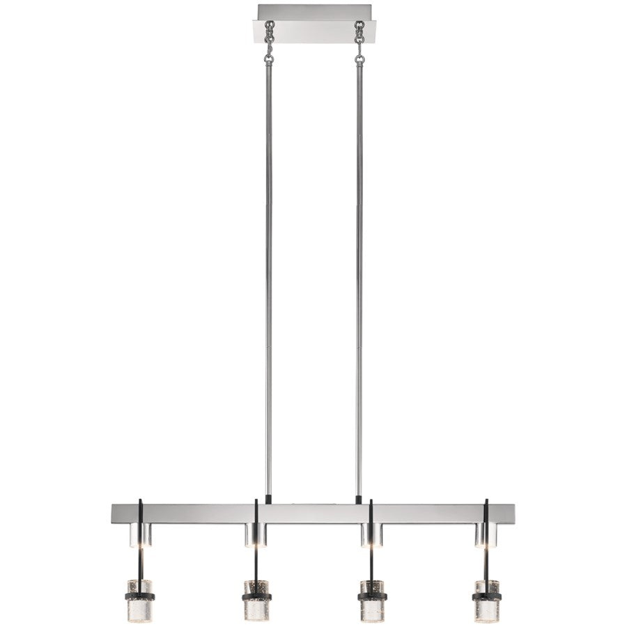 Elan Ayse 3Lt Chandelier Linear, Black/Clear Bubble Optical Crystal