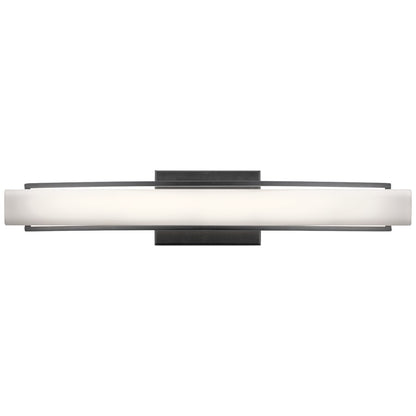 Elan Rowan 1 Light 25" Linear Bath Light, Matte Black/Clear Satin Etched