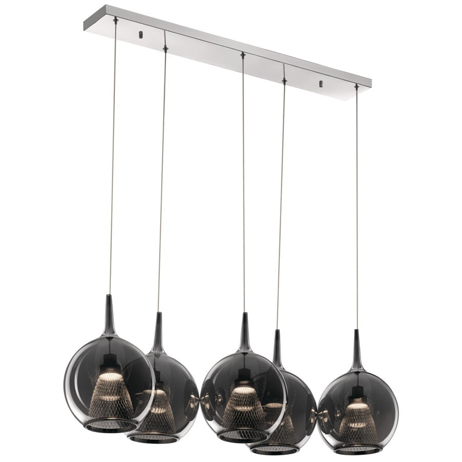 5 Light LED Linear Chandelier, Chrome