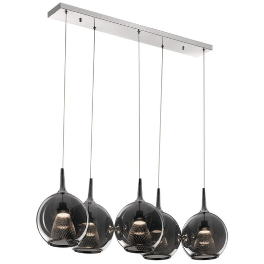 5 Light LED Linear Chandelier, Chrome