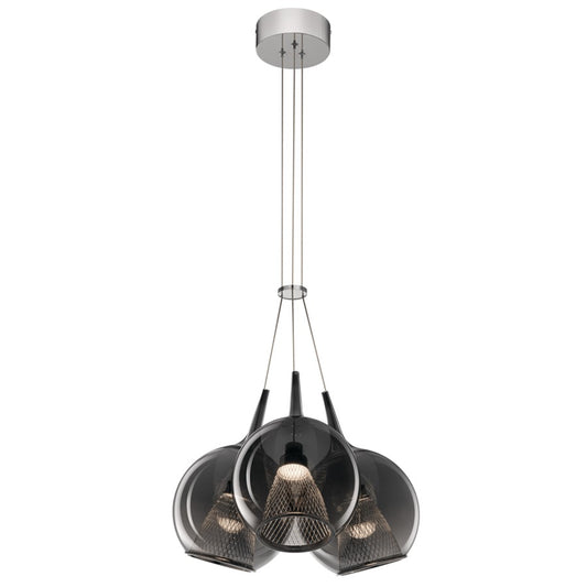 Elan Zin 3 Light Cluster Pendant, Chrome/Smoked - 84155