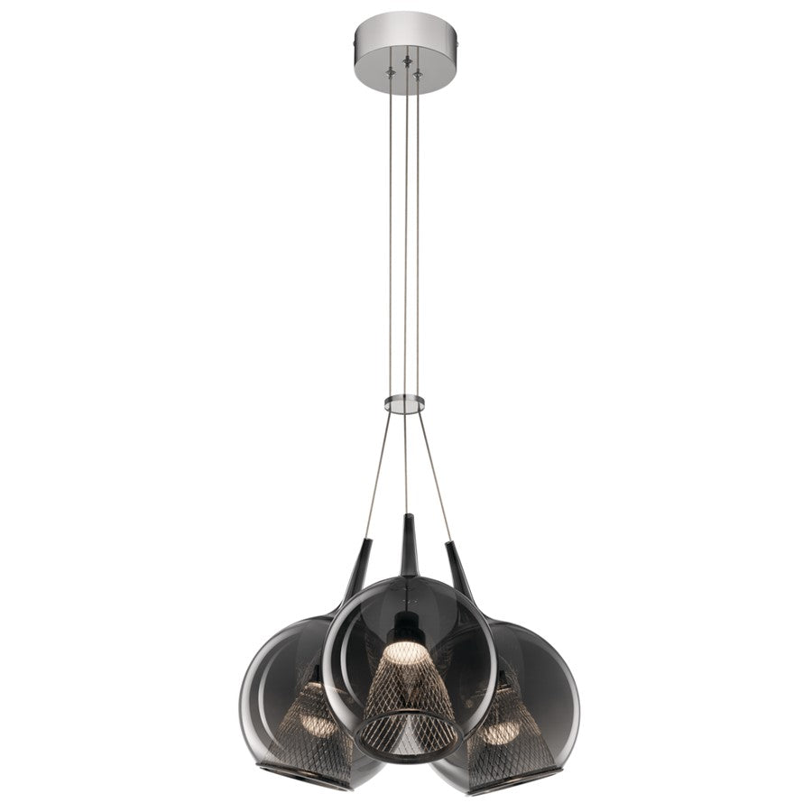 3 Light LED Cluster Pendant, Chrome
