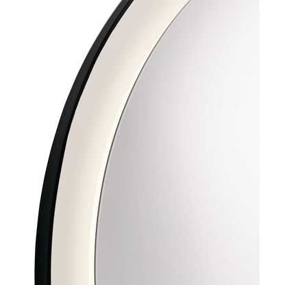 Elan Ryame Round Lighted Mirror, Matte Black/Mirror