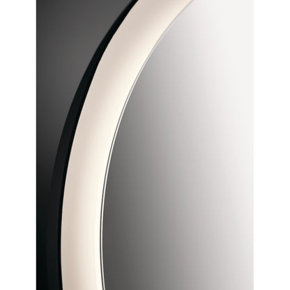 Elan Ryame Round Lighted Mirror, Matte Black/Mirror