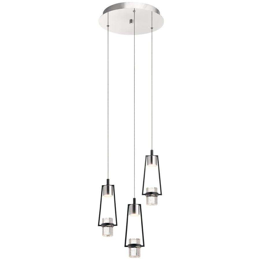 Elan Ayse 1Lt Cluster Pendant, Matte Black/Clear Bubble Optical Crystal - 84189