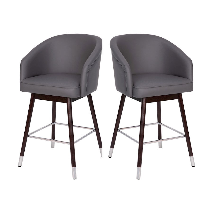 Flash Furniture Margo 26" Barstool, Pack Of 2, Gray/Walnut
