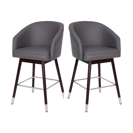 Flash Furniture Margo 26" Barstool, Pack Of 2, Gray/Walnut