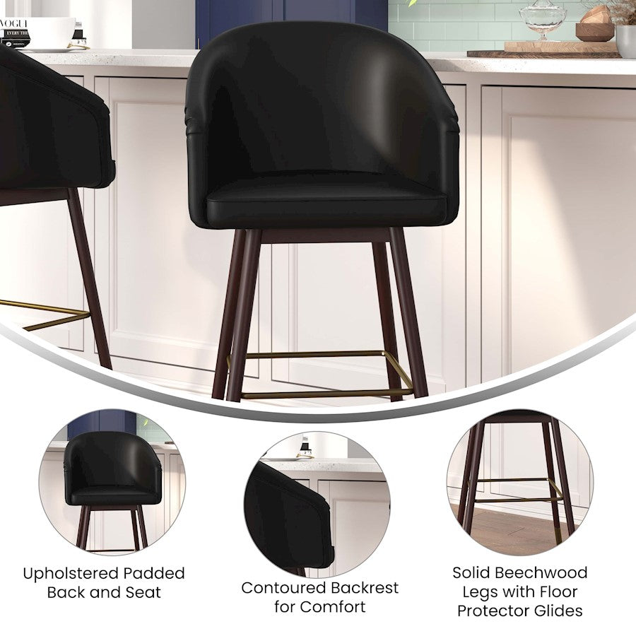 Flash Furniture Margo Barstool, Pack Of 2, Black