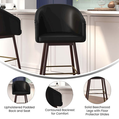 Flash Furniture Margo Barstool, Pack Of 2, Black