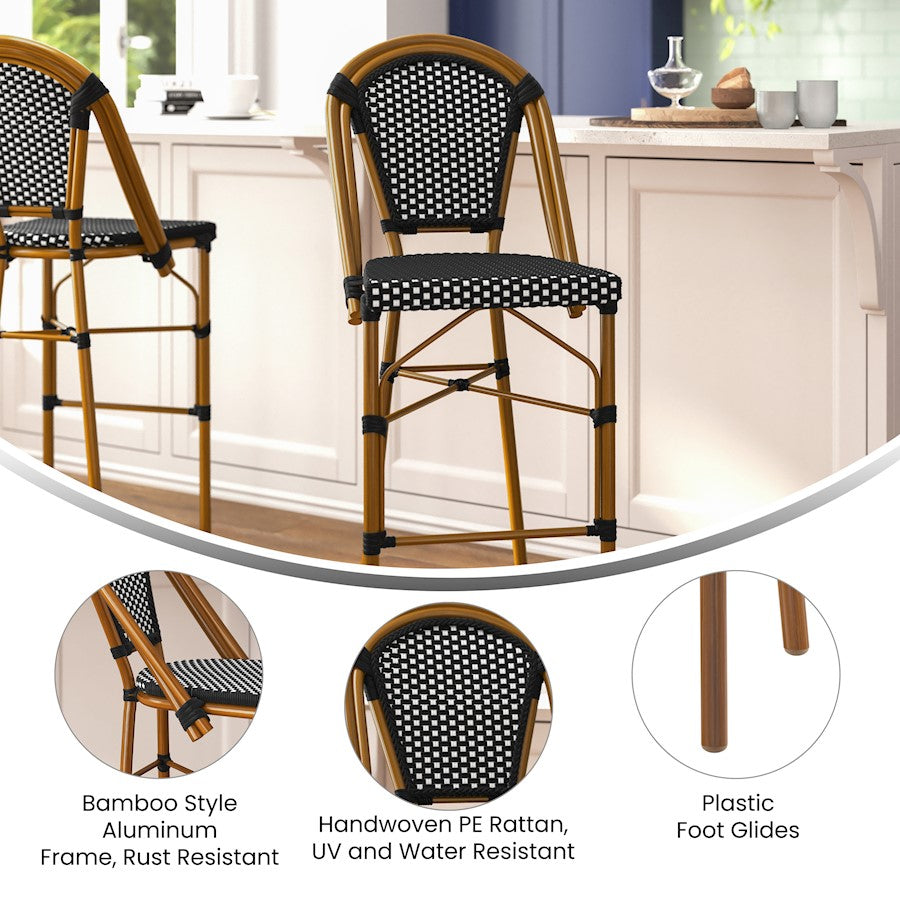 Flash Bordeaux Paris Chair, Set of 2, BK/WH
