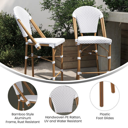 Flash Lourdes Paris Counter Stool, Set/2, WH/GY