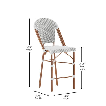 Flash Lourdes Paris Counter Stool, Set/2, WH/GY