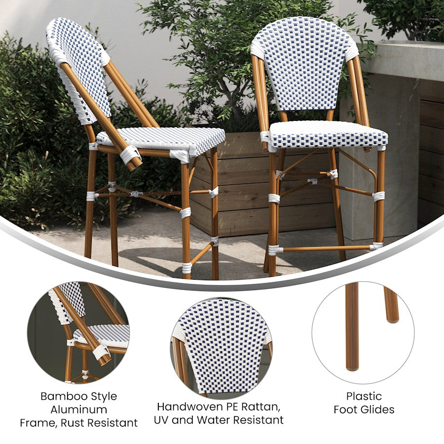 Flash Lourdes Paris Counter Stool, Set/2, WH/NV