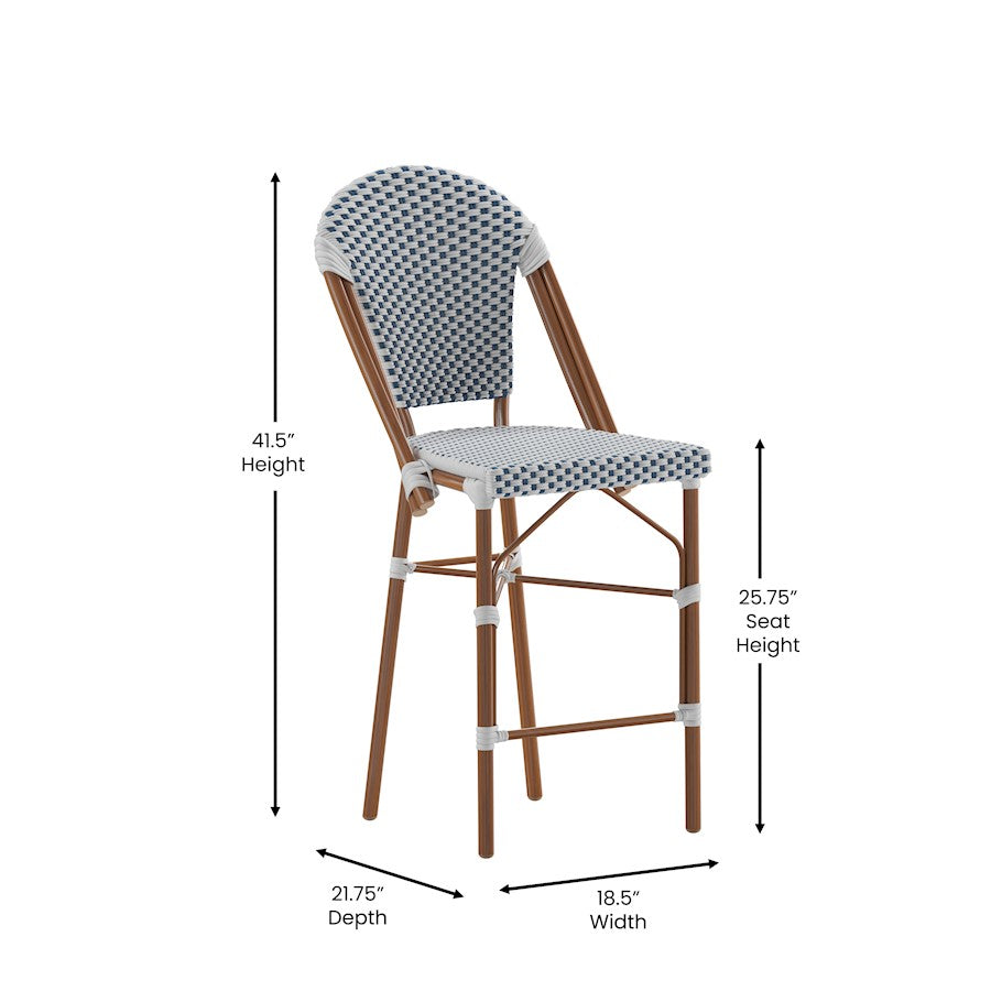 Flash Lourdes Paris Counter Stool, Set/2, WH/NV