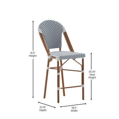 Flash Lourdes Paris Counter Stool, Set/2, WH/NV