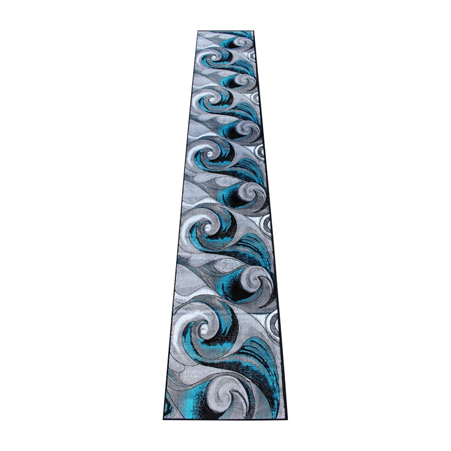 Flash Furniture Tellus 3X15 Wave Area Rug, Turquoise