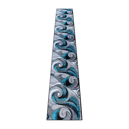 Flash Furniture Tellus 3X15 Wave Area Rug, Turquoise