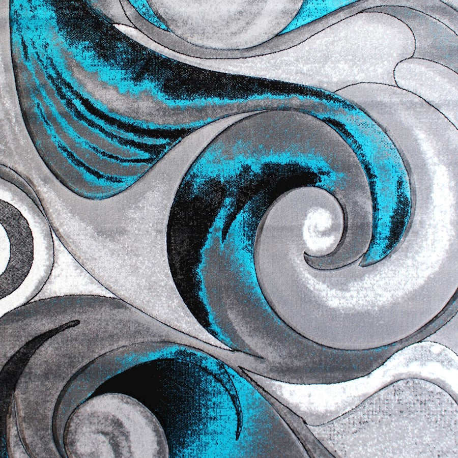 Flash Furniture Tellus 5X7 Wave Area Rug, Turquoise