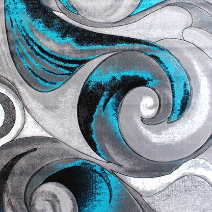 Flash Furniture Tellus 5X7 Wave Area Rug, Turquoise