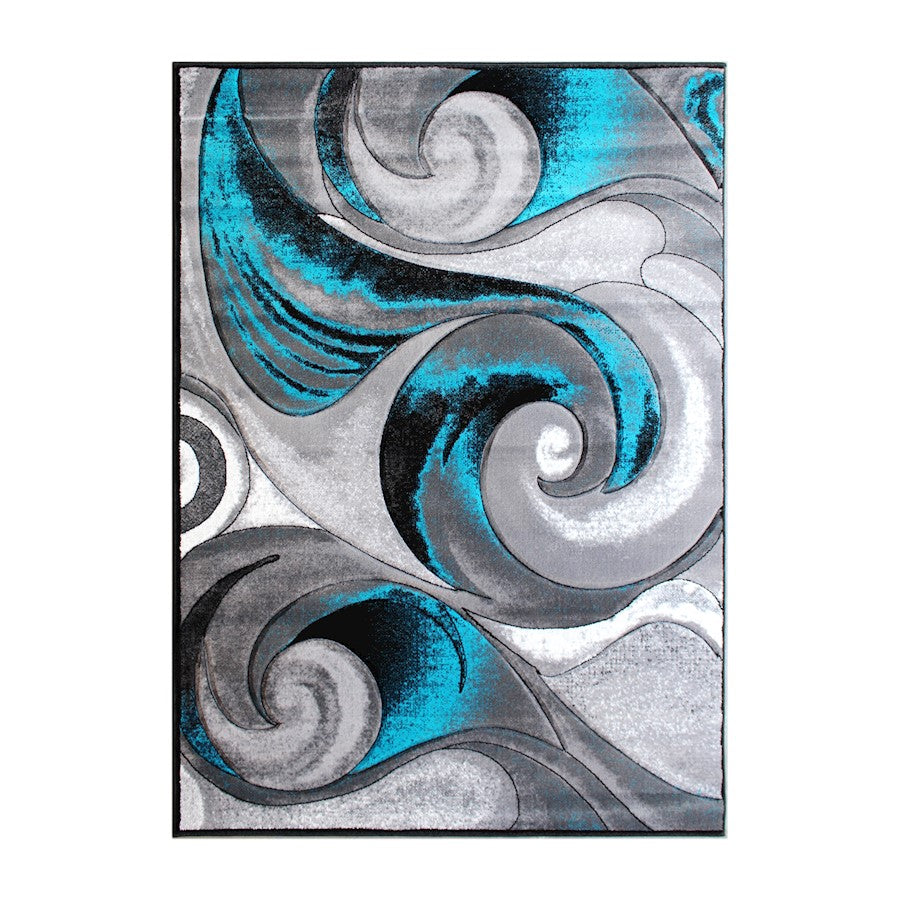 Flash Furniture Tellus 8X10 Wave Area Rug, Turquoise