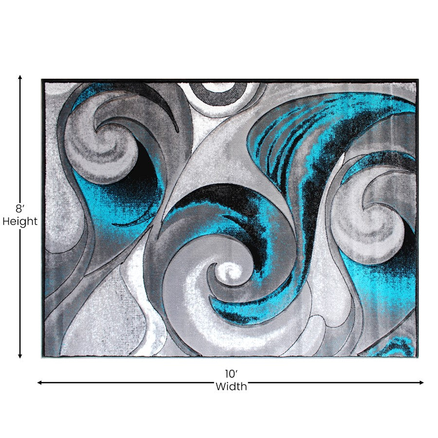 Flash Furniture Tellus 8X10 Wave Area Rug, Turquoise