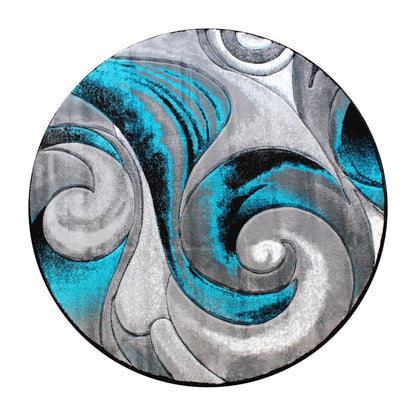 Flash Furniture Tellus 8X8 Wave Area Rug, Turquoise
