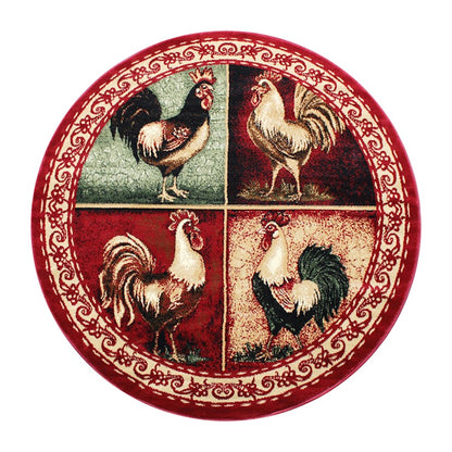 Flash Furniture Gallus 6X6 Round Rooster Area Rug, Red