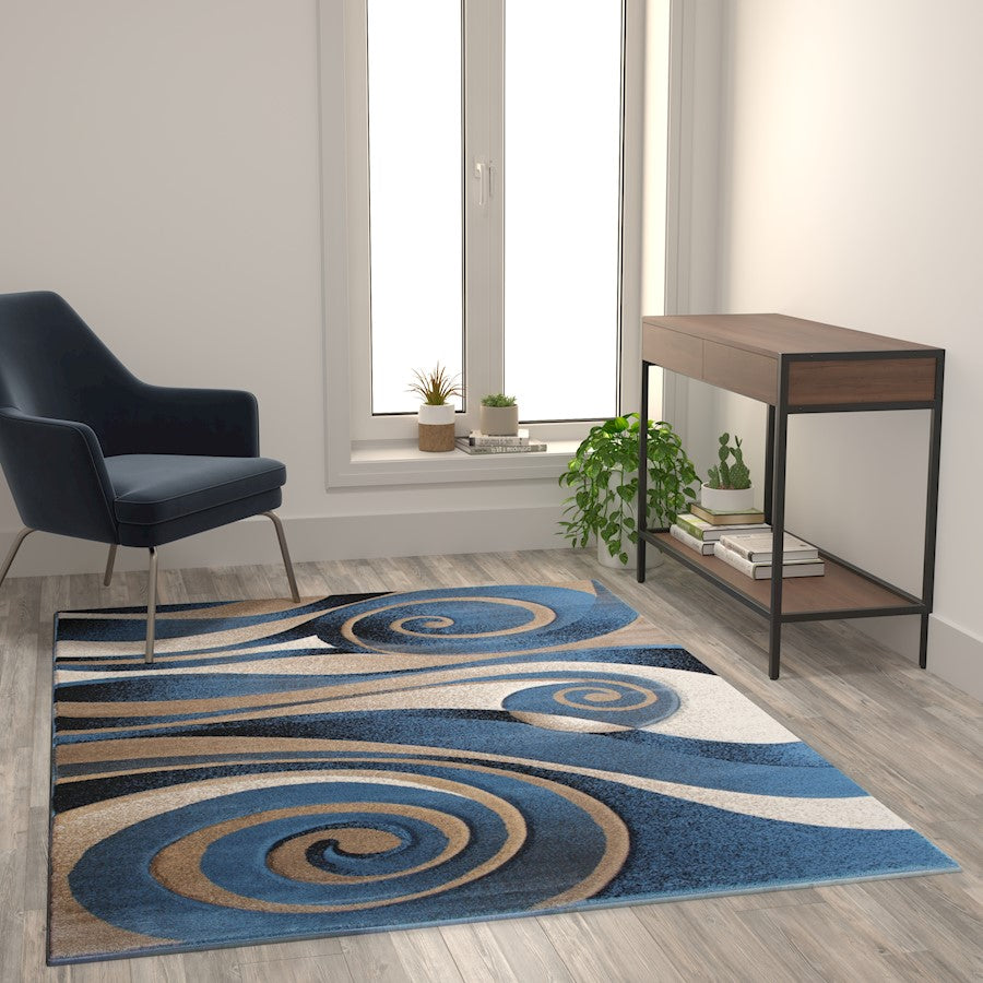 Flash Furniture Coterie 5' X 7' Area Rug, Blue/Beige