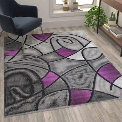 Flash Furniture Jubilee 5X7 Abstract Area Rug, Purple