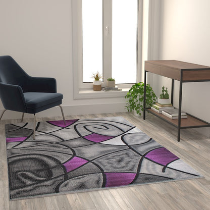 Flash Furniture Jubilee 5X7 Abstract Area Rug, Purple