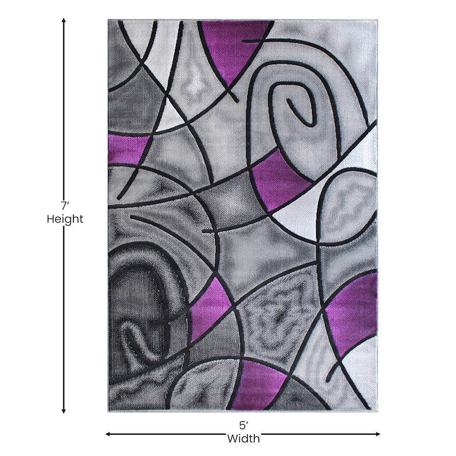 Flash Furniture Jubilee 5X7 Abstract Area Rug, Purple