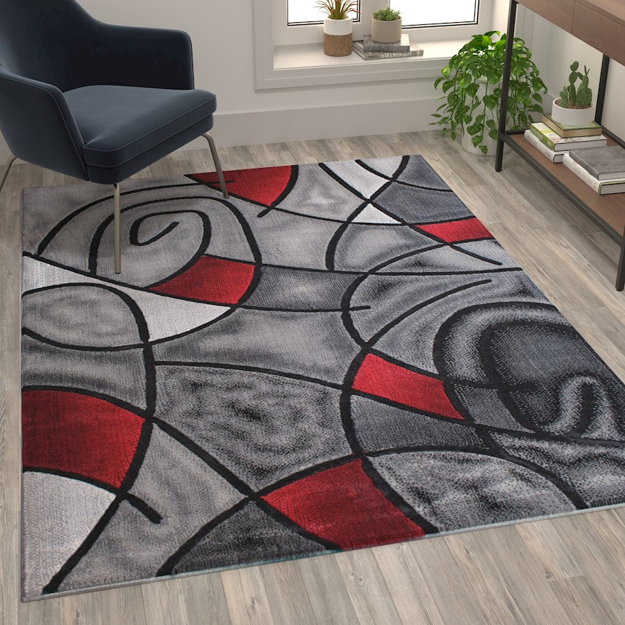 Flash Furniture Jubilee 5X7 Abstract Area Rug, Red