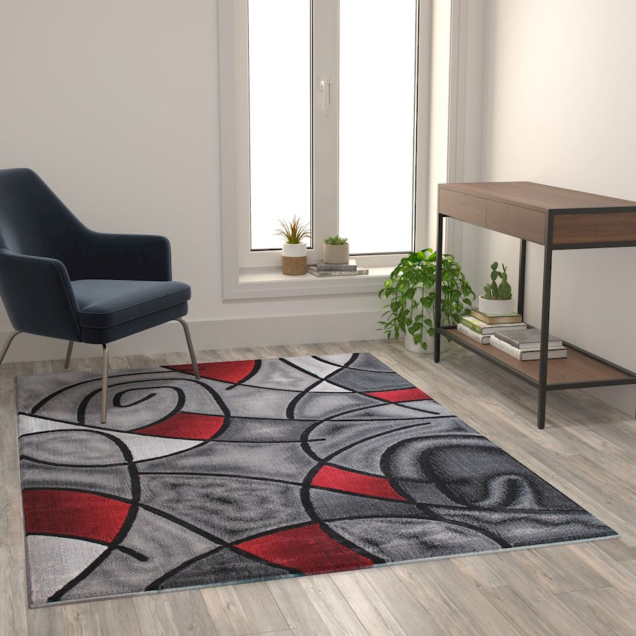 Flash Furniture Jubilee 5X7 Abstract Area Rug, Red