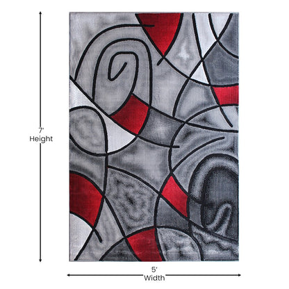 Flash Furniture Jubilee 5X7 Abstract Area Rug, Red