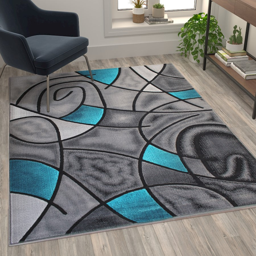 Flash Furniture Jubilee 5X7 Abstract Rug, Turquoise