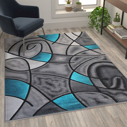 Flash Furniture Jubilee 5X7 Abstract Rug, Turquoise