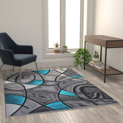 Flash Furniture Jubilee 5X7 Abstract Rug, Turquoise