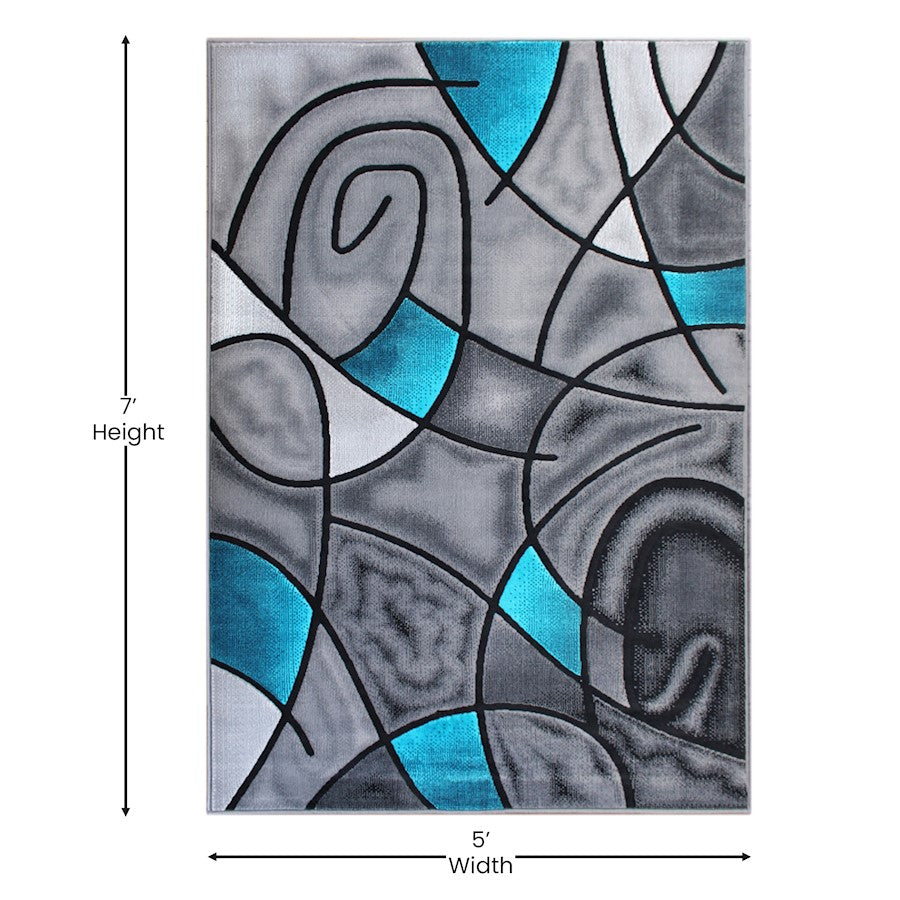 Flash Furniture Jubilee 5X7 Abstract Rug, Turquoise